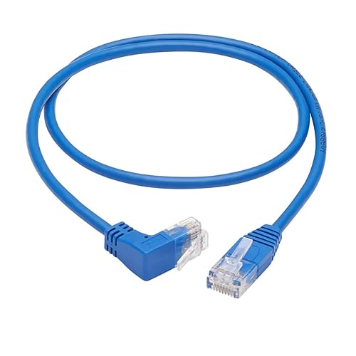 Tripp Lite Up Angle Cat6 Ethernet Cable, Gigabit Molded Slim UTP Network Patch Cable, Blue, 3 ft. (N204-S03-BL-UP) Up Angle 3-ft.