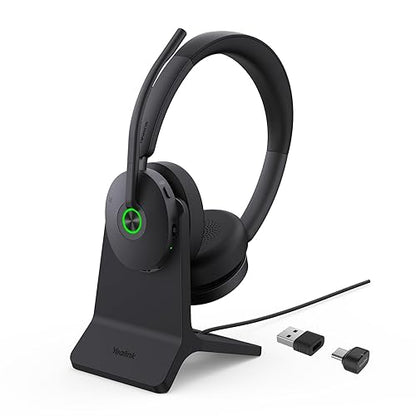Yealink BH74 with Stand ANC Wireless Bluetooth Headset with Mic for Work, 6-mics Hybrid ANC Tech, Microsoft Teams Premium Open Of?ce Certified Headsets, up to 32h Talking Battery Life, Zoom Certified Black (Teams) BH74+Stand (USB-C to A)