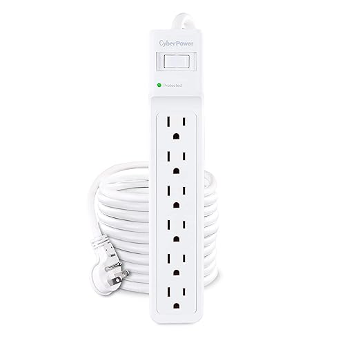 CyberPower B625 Essential Surge Protector, 1500J/125V, 6 Outlets, 15 ft Power Cord, White