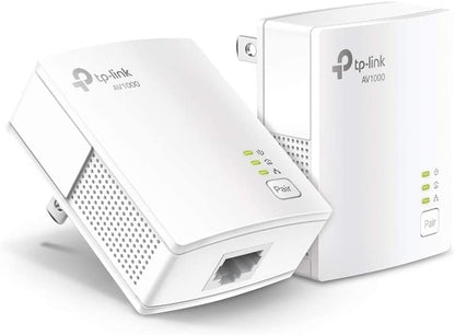 TP-Link Powerline Ethernet Adapter Starter Kit - AV1000 Gigabit Port, Plug&amp;Play, Ethernet Over Power, Nano Size, Ideal for Smart TV, Online Gaming, Wired Connection Only (TL-PA7017 KIT)