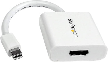 StarTech.com Mini DisplayPort to HDMI Adapter - mDP to HDMI Video Converter - 1080p - Mini DP or Thunderbolt 1/2 Mac/PC to HDMI Monitor/Display/TV - Passive mDP 1.2 to HDMI Dongle - White (MDP2HDW) White 1080p