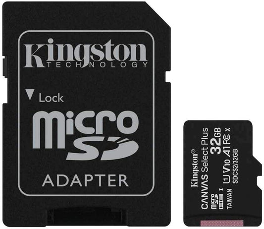 Kingston - Set of 2 Micro SDXC Canvas Select Plus Cards, 100R, A1, C10, 32GB with 1 Adapter