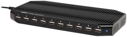 TRIPP LITE 10-Port USB Charging Station Dock with Storage Slots for Tablet iPhone iPad &amp; Laptops (U280-010-ST),Black