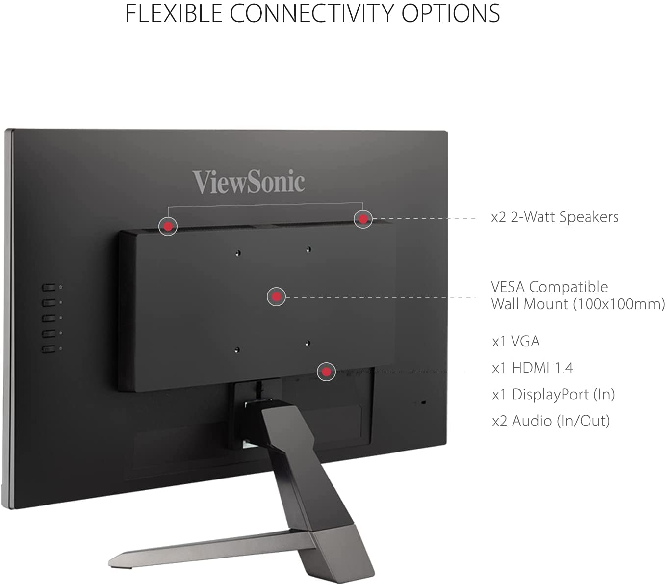 ViewSonic VX2467-MHD 24 Inch 1080p Gaming Monitor with 75Hz, 1ms, Ultra-Thin Bezels, FreeSync, Eye Care, HDMI, VGA, and DP 24-Inch 1ms