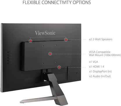 ViewSonic VX2467-MHD 24 Inch 1080p Gaming Monitor with 75Hz, 1ms, Ultra-Thin Bezels, FreeSync, Eye Care, HDMI, VGA, and DP 24-Inch 1ms