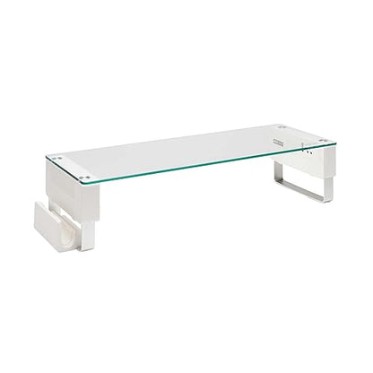 Tripp Lite Monitor Stand with 5 USB Ports & Audio Ports, Glass Top Desk Riser, Adjustable Height, Smartphone Stand | Laptop Computer iMac Stand - Office & Desk Organizer | 5-Year Warranty (MR248USBG)