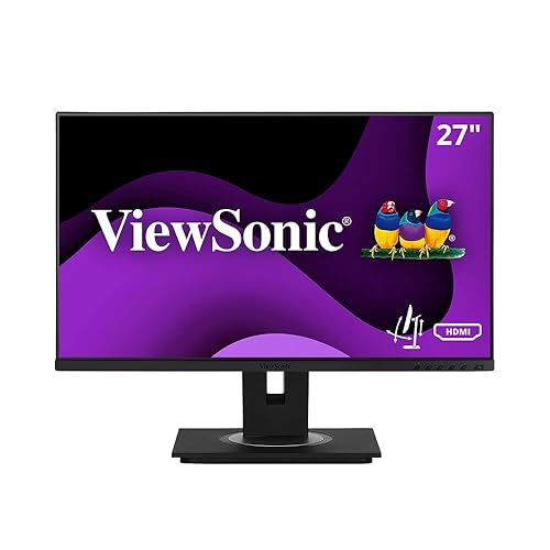 ViewSonic VG2748A 27 Inch IPS 1080p Ergonomic Monitor with Ultra-Thin Bezels, HDMI, DisplayPort, USB, VGA, and 40 Degree Tilt for Home and Office, Black 27-Inch Thin-Bezels