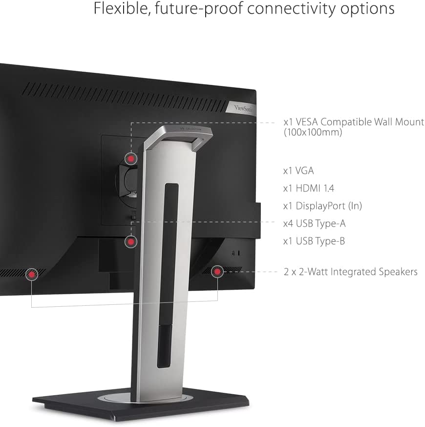 ViewSonic VG2448A 24 Inch IPS 1080p Ergonomic Monitor with Ultra-Thin Bezels, HDMI, DisplayPort, USB, VGA, and 40 Degree Tilt for Home and Office 24-Inch Thin-Bezels