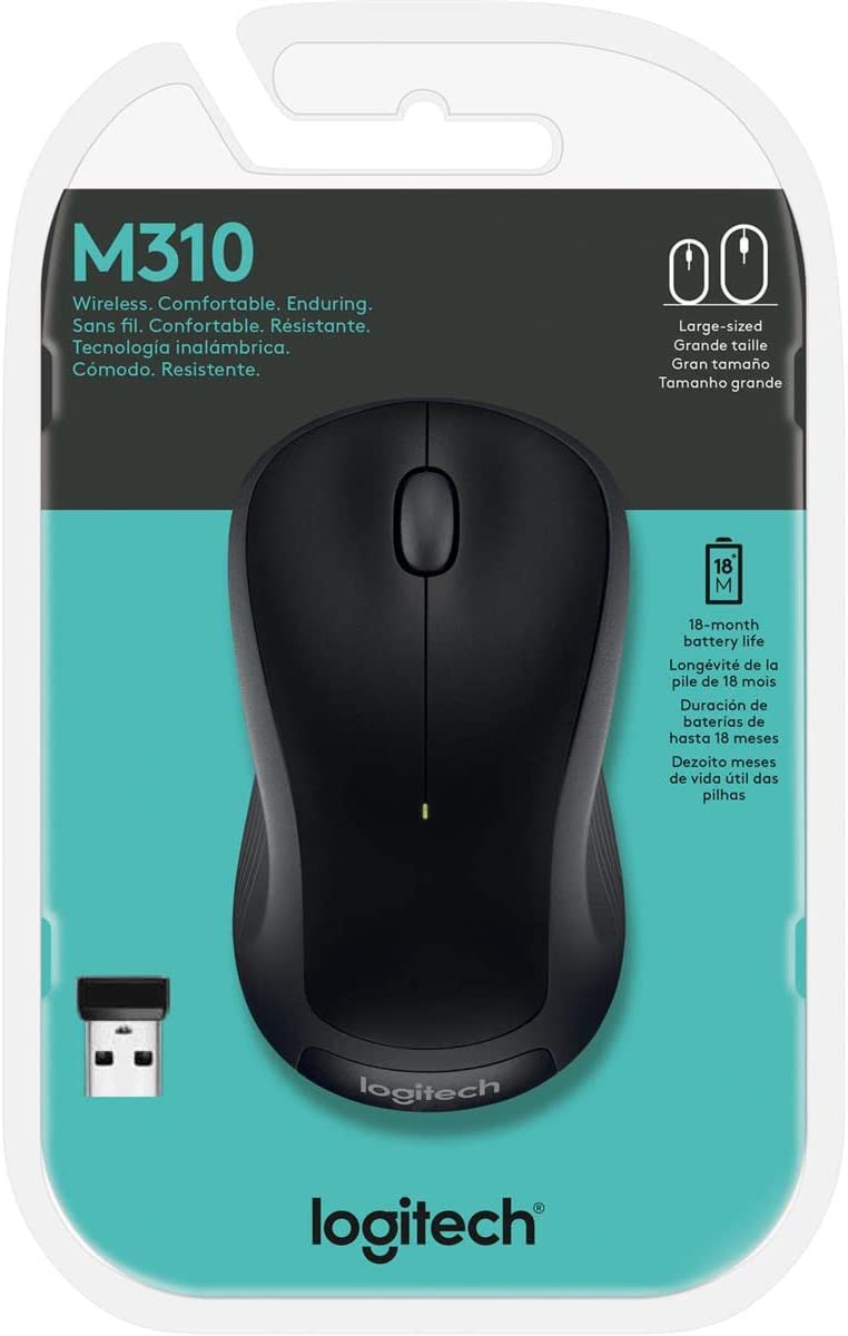 Logitech M310 Wireless Laser Mouse 3 Buttons 2.4 GHz, Black (910-004277)