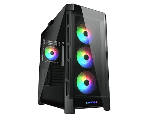 Cougar Gaming Mid Tower Case Duoface Pro RGB Supporting 390mm Graphics Card with Controller, Four RGB Fans and Two Distinct Front Panels Included (Mesh and Tempered Glass) (Black)