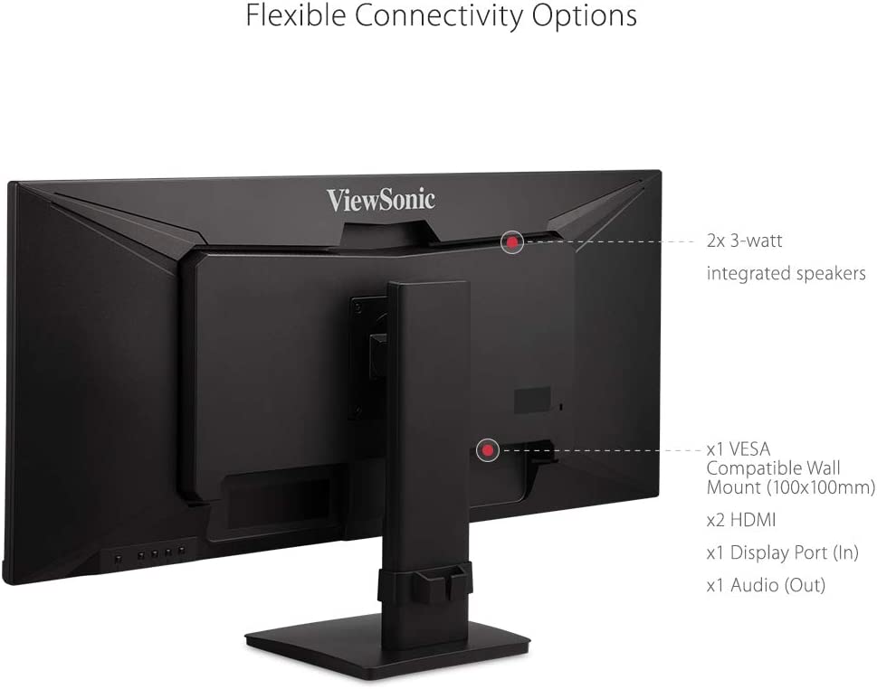 ViewSonic VA3456-MHDJ 34 Inch 21:9 UltraWide WQHD 1440p IPS Monitor with Ultra-Thin Bezels, Ergonomics Design, HDMI, and DisplayPort Inputs for Home and Office 34-Inch