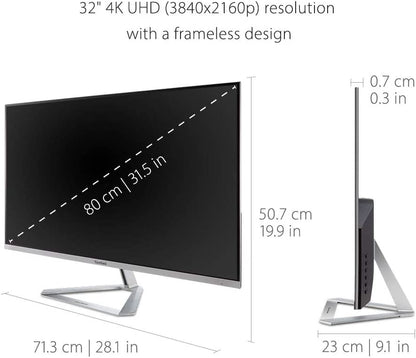 ViewSonic VX3276-4K-MHD 32 Inch 4K UHD Monitor with Ultra-Thin Bezels, HDR10 HDMI and DisplayPort for Home and Office 32-Inch 4K UHD