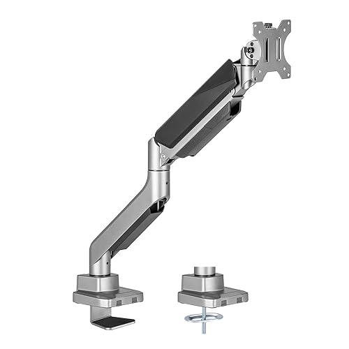 Amer Mounts - Single Heavy Duty Monitor Clamp Grommet Mount with Articulating Arm - Supports 17 - 35 Standard 49 Widescreen LED/LCD Flat Screen Display - HYDRA1HDB
