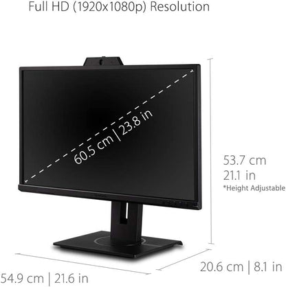 ViewSonic VG2440V 24 Inch 1080p IPS Video Conferencing-Monitor with Integrated 2MP-Camera, Microphone, Speakers, Eye Care, Ergonomic Design, HDMI DisplayPort VGA Inputs for Home and Office 24-Inch WebCam