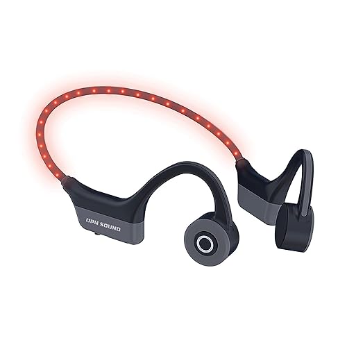 OPN Sound OS4000BL Dashlyte Bluetooth Bone-Conduction LED-Neckband Headphones with Microphone, Black