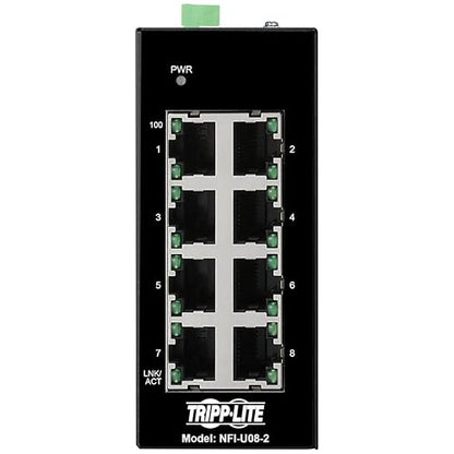 Tripp Lite Industrial 8 Port Ethernet Network Switch 10/100 Mbps -40° to 167°F Temperature Range Unmanaged TAA Compliant DIN Mount (NFI-U08-2)