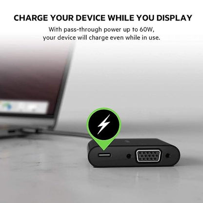 Belkin USB-C to VGA + Charge Adapter - USB-C to VGA Cable for MacBook Pro, MacBook Air, Mac mini, iPad Pro 12.9”, iPad mini & Other Compatible Devices - 60W Power Delivery