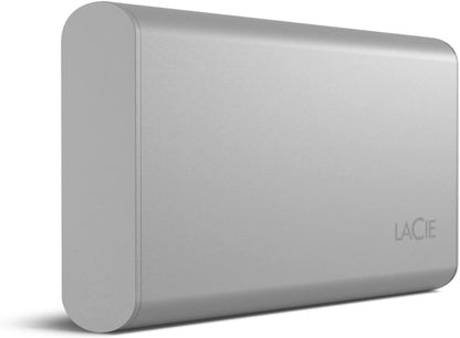 LaCie Portable SSD 2TB External Solid State Drive - USB-C, USB 3.2 Gen 2, speeds up to 1050MB/s, Moon Silver, for Mac PC and iPad, with Rescue Services (STKS2000400) 2TB New Model