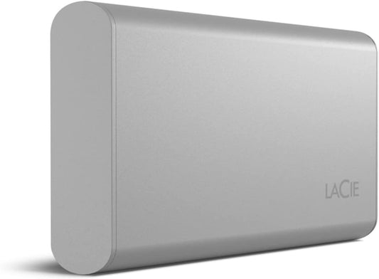 LaCie Portable SSD 2TB External Solid State Drive - USB-C, USB 3.2 Gen 2, speeds up to 1050MB/s, Moon Silver, for Mac PC and iPad, with Rescue Services (STKS2000400) 2TB New Model
