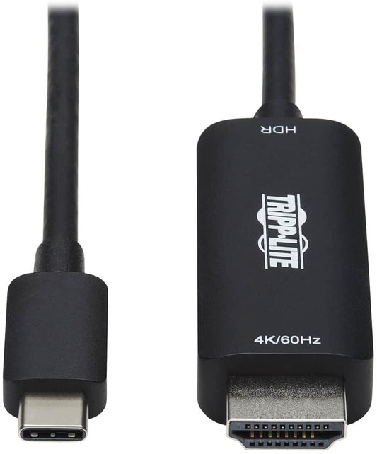 Tripp Lite USB-C to HDMI Adapter Cable, Thunderbolt 3 Compatible Cable Adapter USB C to HDMI, 4K 60 Hz, HDR, HDCP 2.2, DP 1.2 Alt Mode, Black, 3 ft (U444-003-HDR2BE)