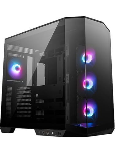 MSI MAG PANO 100R PZ - Premium Mid-Tower Gaming PC Case - Tempered Glass Side Panel - ARGB 120mm Fans - Liquid Cooling Support up to 360mm Radiator - Black Color Case
