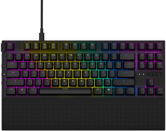 NZXT Function TKL – Tenkeyless Gaming Keyboard – Gateron Red Mechanical Switches: Linear, Fast, and Quiet – Hot-Swappable – RGB Backlit – Aluminum Top Plate – Wrist Rest – Black Unknown Black