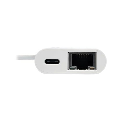Tripp Lite U436-06N-G-C USB-C-Gigabit Ethernet (GbE) NIC Network Adapter with USB-C PD Charging Port, White GbE + Charging Port