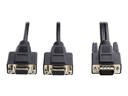 Tripp Lite P516-006-HR High Resolution VGA Monitor Y Splitter Cable HD15 to 2X HD15, 6', Black