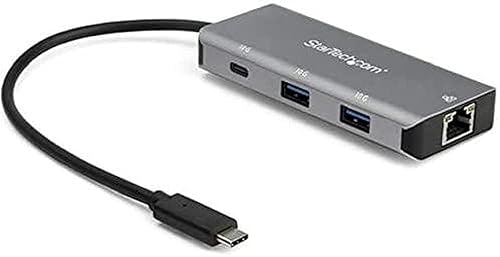 StarTech.com 3 Port USB C Hub with Gigabit Ethernet RJ45 GbE Port - 2x USB-A, 1x USB-C - SuperSpeed 10Gbps USB 3.2 Gen 2 Type C Hub Adapter - USB Bus Powered - Aluminum - Works w/TB3