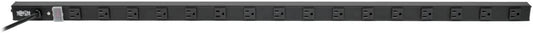 Tripp Lite 16 Outlet Power Strip, 120V, 15A, NEMA 5-15R, 5-15P Plug with 15' Cord, Vertical, Metal, Black, 48" (PS4816B) 16 Outlet (Black) Power Strip