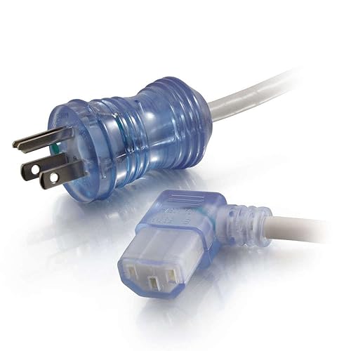 C2G 48044 16 AWG Hospital Grade Power Cord - NEMA 5-15P to IEC320C13R with Clear Connectors, TAA Compliant, Gray (6 Feet, 1.82 Meters)