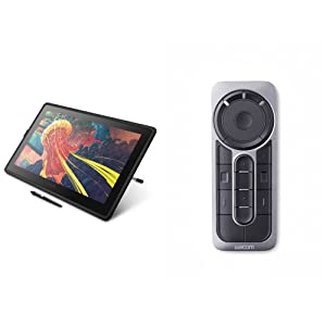 Wacom Cintiq 22 Drawing Tablet with HD Screen, Graphic Monitor, 8192 Pressure-Levels (DTK2260K0A) 2019 Version, Medium &amp; Express Key Remote for Cintiq &amp; Intuos Pro (ACK411050) Medium Drawing Tablet + Remote