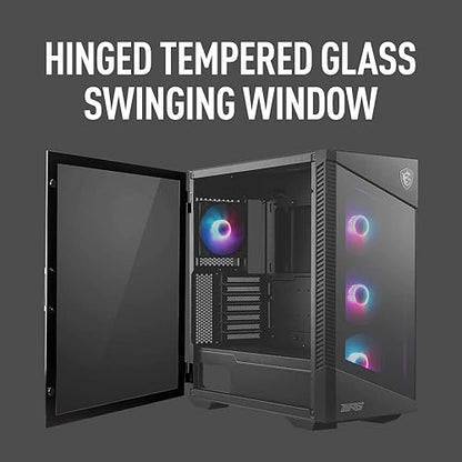 MSI MPG Velox 100R - Mid-Tower Gaming PC Case: Tempered Glass Side Panel, 4 x 120mm ARGB Fans, Liquid Cooling Support up to 360mm Radiator, Mesh Panel for Optimized Airflow