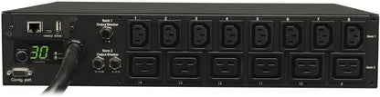 Tripp Lite 5.8kW Single-Phase Switched PDU with LX Platform Interface, 208/240V Outlets (8 C13 &amp; 6 C19), L6-30P input, 15ft Cord, 2U Rack-Mount, TAA (PDUMH30HV19NET),Black Switched (14 Outlet) Outlet