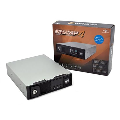Vantec Ez Swap 4 3.5-Inch Aluminum Removable Trayless Sata Hard Drive Rack with LCD and Fan MRK-401ST-BK (Black)