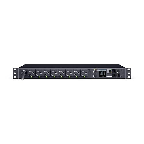 CyberPower PDU41023 Switched PDU, 100-120V, 30A (Derated to 24A), 16 Outlets, 1U Rackmount, 12 Foot Power Cord