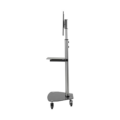 Tripp Lite Mobile Rolling TV Stand Cart with Mount for 37” – 70” Televisions, Elegant Glass Base and Shelf, Adjustable 65” – 84” Height, Durable Steel, 5-Year Warranty (DMCS3770SG75)