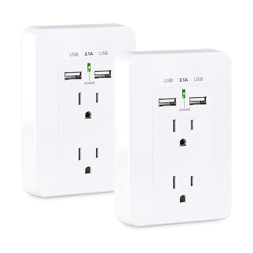 CyberPower MP18HO007 Power Wall Tap, 2 Outlets, 2 USB Charge Ports, 2-Pack (2 Pack) 2 Outlets and 2 USB Charge Ports Surge Protector