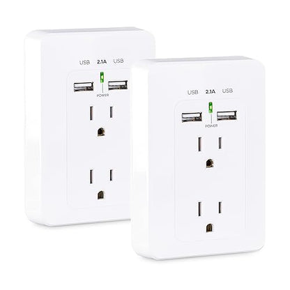 CyberPower MP18HO007 Power Wall Tap, 2 Outlets, 2 USB Charge Ports, 2-Pack (2 Pack) 2 Outlets and 2 USB Charge Ports Surge Protector