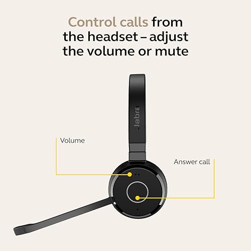 Jabra Evolve 65 TE (Third Edition) Wireless Single-Ear Headphones w/Charging Stand - Noise-Canceling Mic, 16 hrs Battery Life, Dual Connectivity, MS Teams Certified, Supports Other Platforms, Black