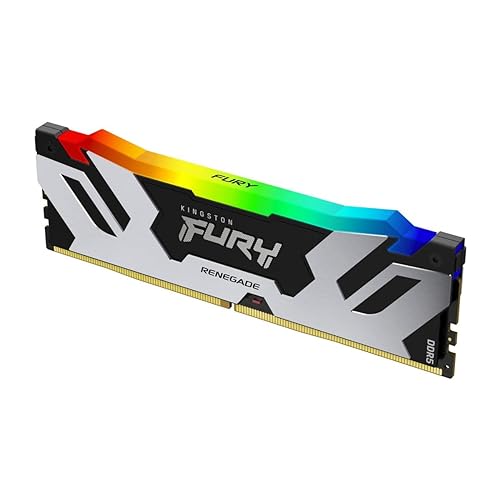 Kingston Technology Fury Renegade RGB 16GB 6000MT/s DDR5 CL32 DIMM Desktop Memory Single Module | Intel XMP 3.0 | Infrared Sync Technology | Overclocking Stability | KF560C32RSA-16, Black and Silver