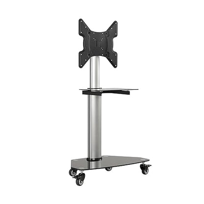 Tripp Lite Mobile Rolling TV Stand Cart with Mount for 32” – 55” Televisions, Elegant Glass Base and Shelf, Adjustable 50” – 62” Height, Durable Steel, 5-Year Warranty (DMCS3255SG62)