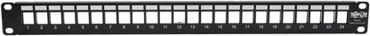 Tripp Lite 24Port Shielded Blank Patch Panel RJ45 USB HDMI Cat5/6 1URM TAA (N062-024-KJ-SH) , Black 24-Port/Shielded