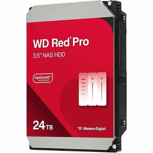 Western Digital 24TB WD Red Pro NAS Internal Hard Drive HDD - 7200 RPM, SATA 6 Gb/s, CMR, 512 MB Cache, 3.5" - WD241KFGX