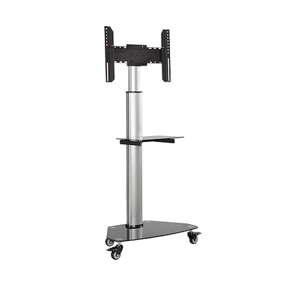 Tripp Lite Mobile Rolling TV Stand Cart with Mount for 37” – 70” Televisions, Elegant Glass Base and Shelf, Adjustable 65” – 84” Height, Durable Steel, 5-Year Warranty (DMCS3770SG75)