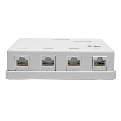 Tripp Lite Pre-Configured Unshielded Cat6 4-Port Surface-Mount Box, 110 IDC, RJ45, White - Surface Mount Box