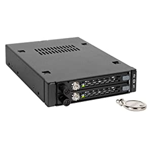 ICY DOCK Rugged Full Metal 2 x 2.5” SATA/SAS HDD &amp; SSD Mobile Rack for External 3.5" Drive Bay with Key Lock &amp; Thumb Screw Design | ToughArmor MB492SKL-B