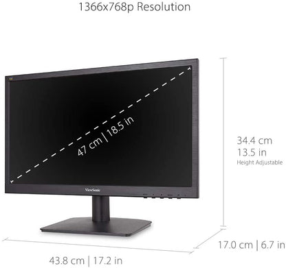 ViewSonic VA1903H 19-Inch WXGA 1366x768p 16:9 Widescreen Monitor with Enhanced View Comfort, Custom ViewModes and HDMI for Home and Office, Black