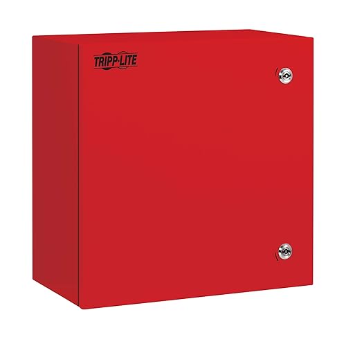 Tripp Lite Locking Outdoor Industrial Wallmount for Emergency Equipment, NEMA 4 Protection Enclosure, 18 x 18 x 10 inch Dimensions, Heavy Duty Metal Construction, Red, 5-Year Warranty (SRIN4181810R) 18 x 18 x 10" Red