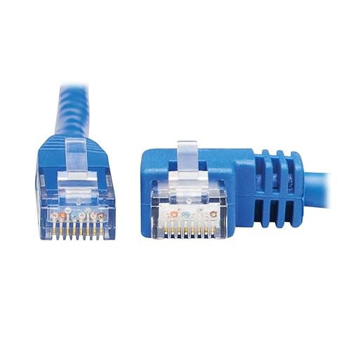 Tripp Lite Right Angle Cat6 Ethernet Cable, Gigabit Molded UTP Network Patch Cable, Blue, 20 ft. (N204-020-BL-RA)